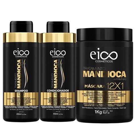 Kit Eico Tratamento Mandioca Shampoo E Condicionador Antifrizz 450ml