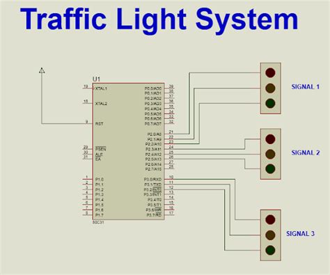 Traffic Light System Using 8051 Micro Controller Project