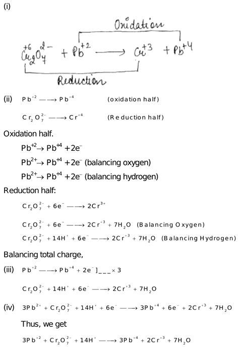 Cr2o72 Pb2→ Cr3pb4 Balance The Redox Reaction By Ion