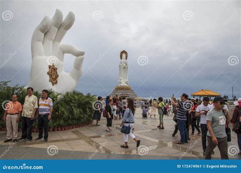 White Guanyin Statue In Nanshan Buddhist Cultural Park Editorial