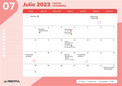 Calendario De Ecommerce Y Marketing 2023 Descargable Printful