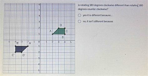 tating 180 degrees clockwise different than rotatin of1 80 ees counter clockwise? yes it i [algebra]