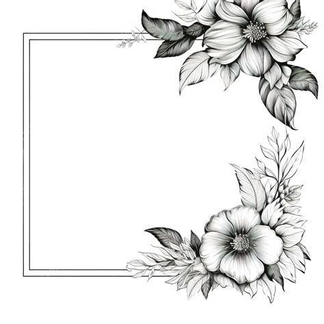 Dessin Au Trait Dun Coin De Cadre De Fleur Png Fleur Cadre Coin