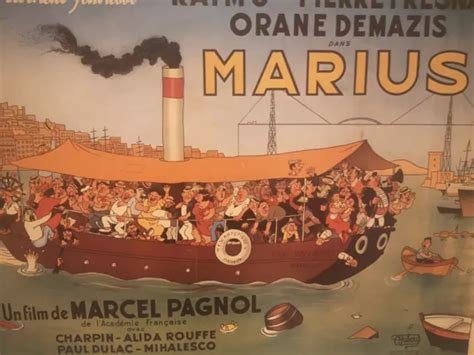 ANCIENNE AFFICHE cinéma MARIUS de Marcel Pagnol par Dubout 67 cm X 44