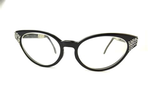 1960s Cateye Jean Lafont Black Rhinestone Eyeglasses For Sale At 1stdibs