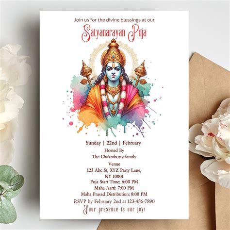 Satyanarayana Pooja Invitation Editable Satyanarayan Katha Invite