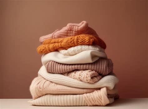 Premium Photo Stack Of Warm Cozy Knitted Women S Sweaters Cozy Autumn