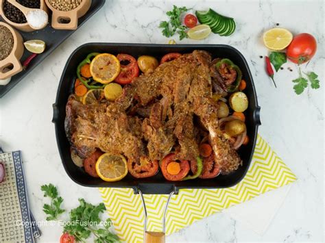 Mutton Leg Roast With Vegetables Food Fusion