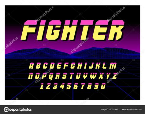 80 S Retro Futurism Style Font Vector Brush Stroke Alphabet Retro Stock Vector By ©ckybe 193511448