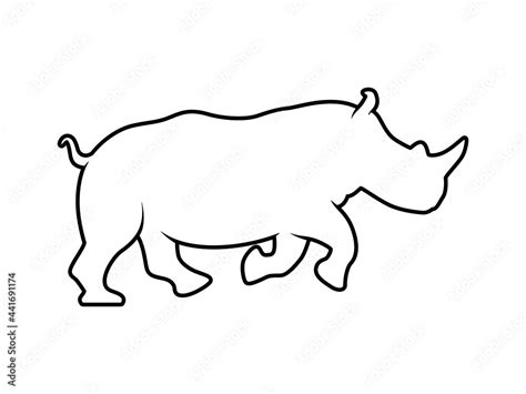 Rhino Silhouette Isolated Vector Animal Template For Logo Company