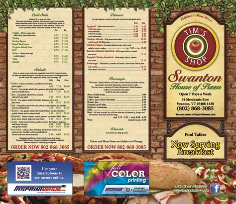 Swanton House Of Pizza Fasprint Menus