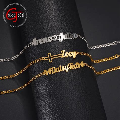 Goxijite Customized Name Bracelet For Women Men Custom Stainless Steel