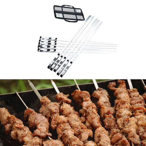 Stainless Steel 10pcs Barbecue Skewers Bbq Skewers Set Accessory