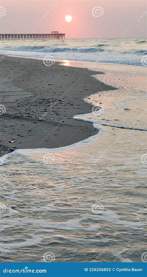 Sunrise Myrtle Beach Silhouette Of Figures Royalty Free Stock Photo