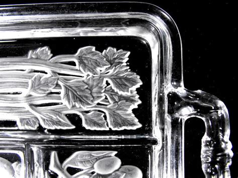 Vintage Glass Relish Dish Etched Design Moms Vegetable Etsy