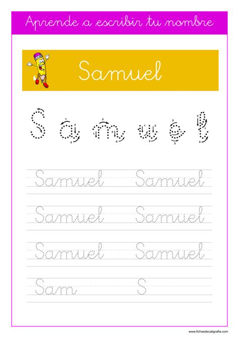 Aprender A Escribir El Nombre Fichas De Caligraf A