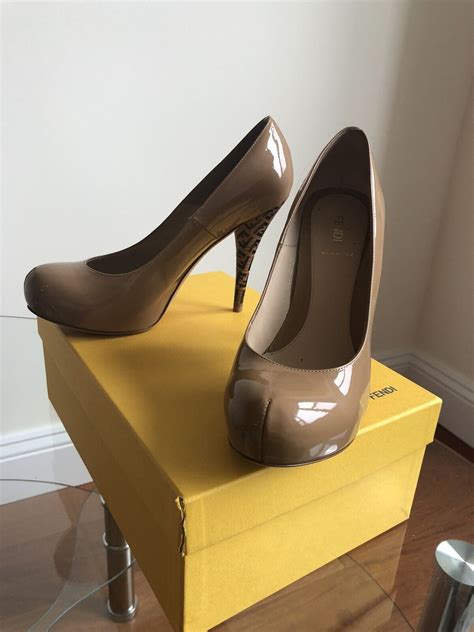 Fendi Patent Nude FF Logo Heel Pump Rare Stunning Wo Gem