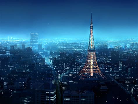 Eiffel Tower Paris City Blue Night HD Wallpaper Wallpaper Flare