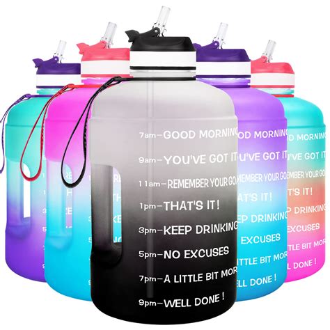 Buy Buildlife Gallon Water Bottle With Time Marker And Straw Large