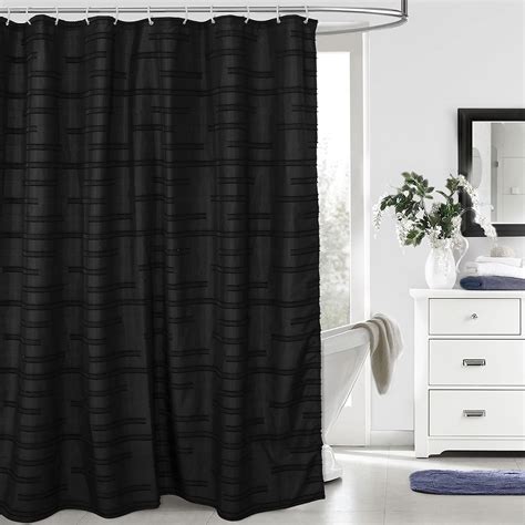 Siiluminisoy Black Boho Shower Curtain Woven Soft Fabric Shower Curtain 72 X 72