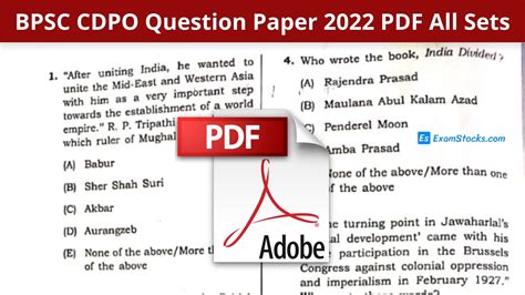 Bpsc Cdpo Question Paper 2022 Pdf All Sets In Hindi And English