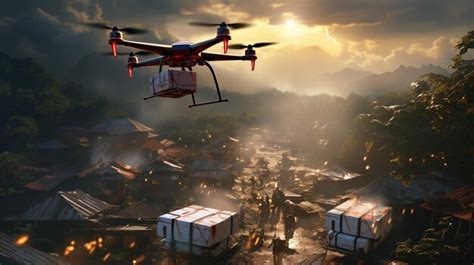 Premium Photo | Animated Depiction Of A Drone Delivering Background