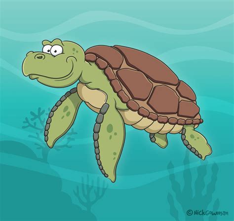 Cartoon Sea Turtle | Ocean going cartoon critter by Nick Gowman