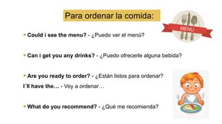 Frases en inglés para ordenar en un restaurante como experto PPT