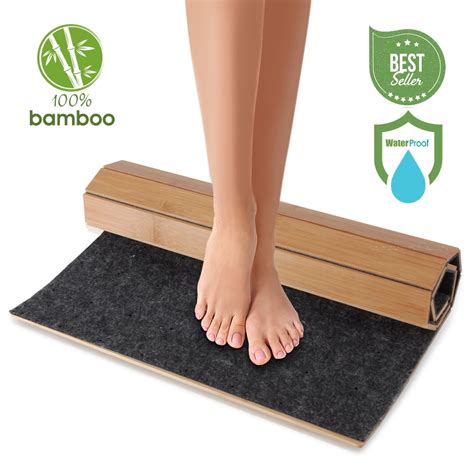 Serenelife Slfbmt20 Bamboo Floor Rug Bath Mat Waterproof Bathroom