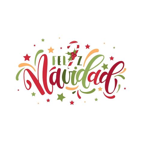 Letras Feliz Navidad Spansih Merry Christmas Greeting Card Cartaz