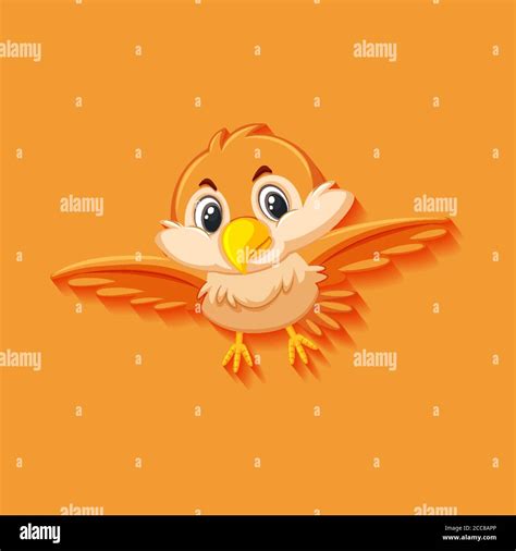 Cute Orange Bird Cartoon Character Illustration Stock Vector Image