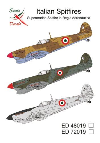 Exotic Decals 72019 1 72 Italian Spitfires Supermarine Spitfire In