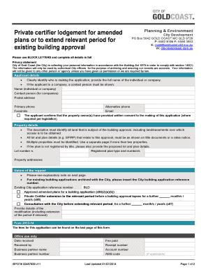 Fillable Online Goldcoast Qld Gov Private Certifier Lodgement Form