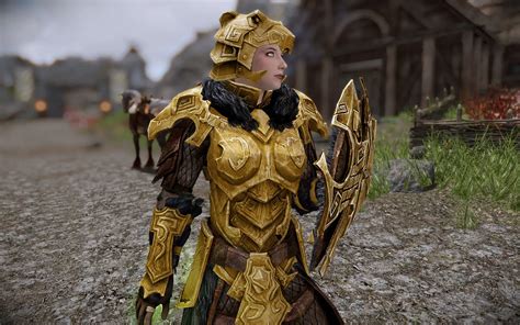 Nordic Gold Carved Armor Light And Heavy For Frostfall At Skyrim