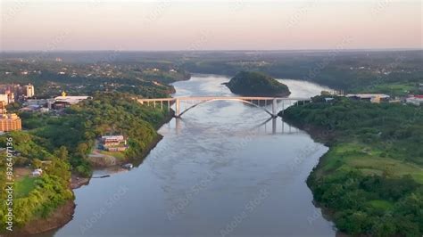 Ponte Da Amizade In Foz Do Igua U Aerial View The Friendship Bridge