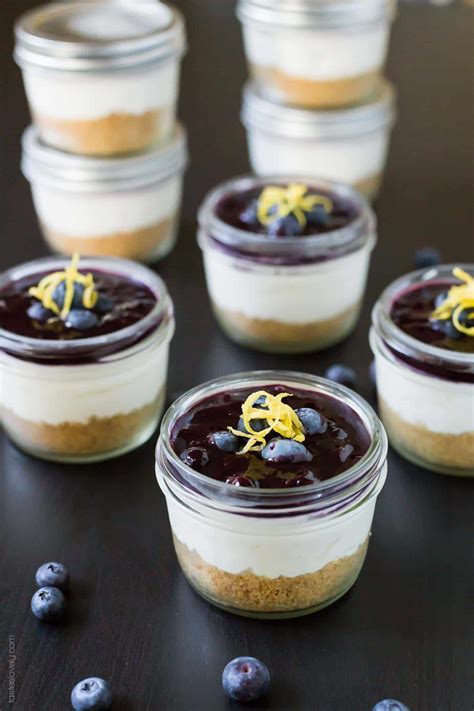 Mini No Bake Cheesecakes With Blueberry Sauce Tastes Lovely