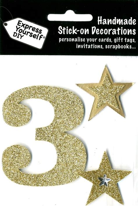 Large Gold Glitter Number 3 Express Yourself Diy