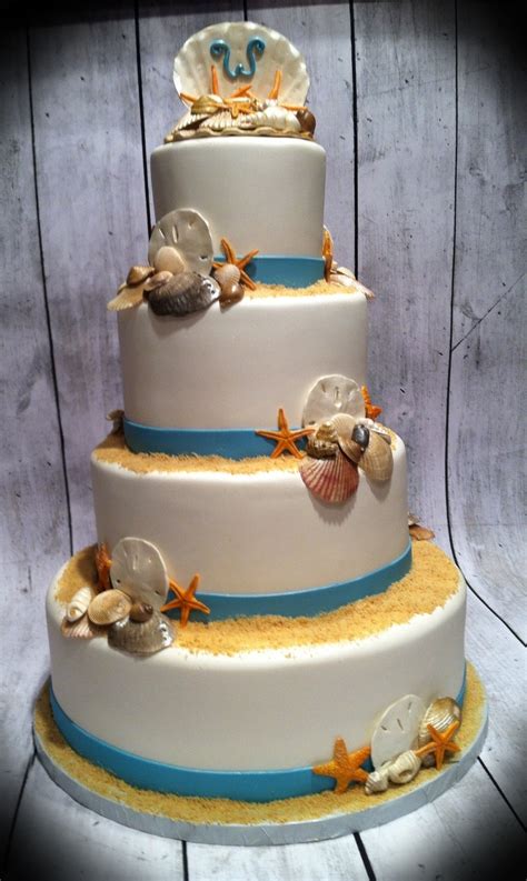 Sea Shell Themed Wedding Cake