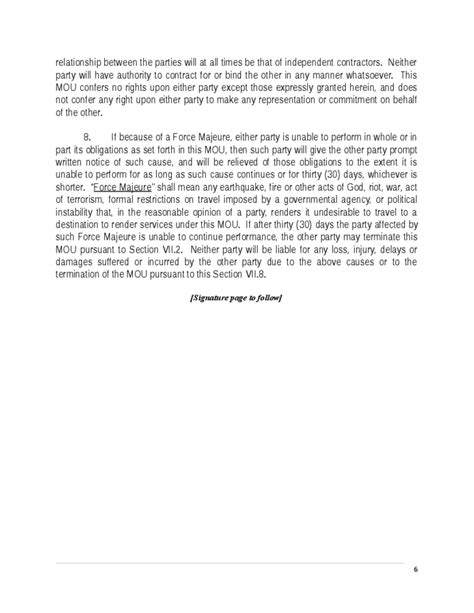 Memorandum Of Understanding Example Free Download