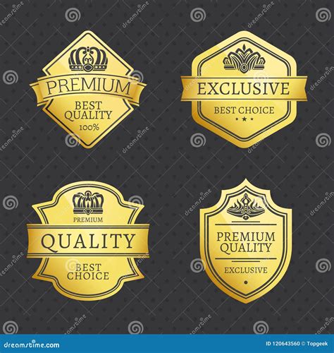 Set Of Premium Quality Exclusive Golden Labels Stock Vector