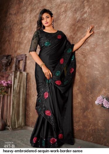 Heavy Embroidered Sequin Work Border Saree