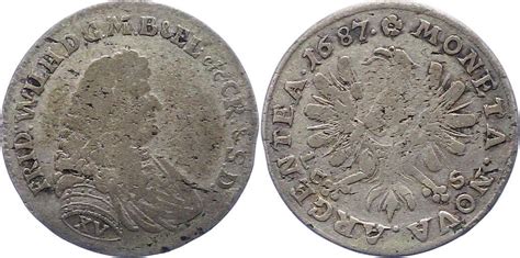 Brandenburg Preußen 15 Kreuzer 1687 Friedrich Wilhelm 1640 1688 Schön