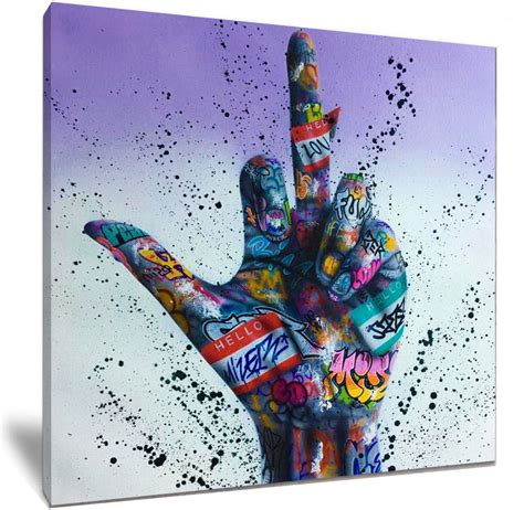 Middle Finger Graffiti Art HD Framed Canvas Wall Art Picture - Etsy