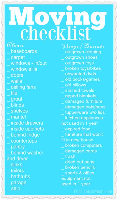 Free Printable Moving Checklist Pdf