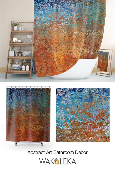 Southwestern Colors Shower Curtain Abstract Art In Turquoise Navy And