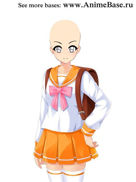 an anime character wearing orange and white clothes with her hands on her hips, standing in ...