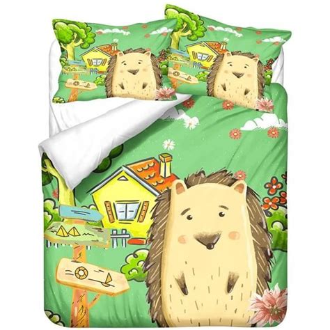 Enfants Dessin Animé Animal Hérisson Parure de lit Housse de Couette