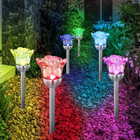 Er Set Rgb Led Blumen Solar Rosen Leuchten Erdspie Au En Steck Lampen