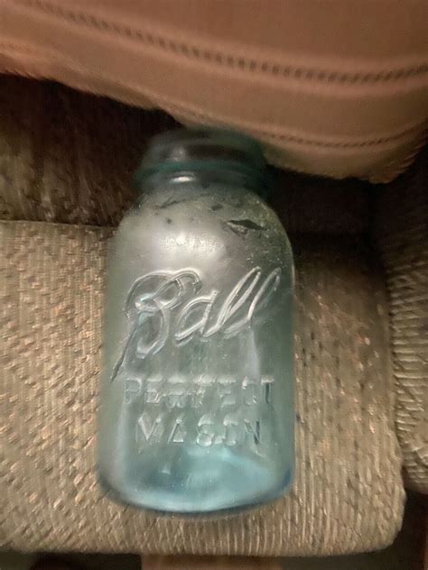 Antique Ball Perfect Mason Jar Quart Size No Lid Blue 1910 1923 Ebay