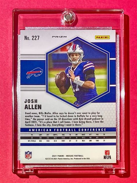 Josh Allen Rare Blue Reactive Refractor Panini Mosaic Prizm Bills Afc